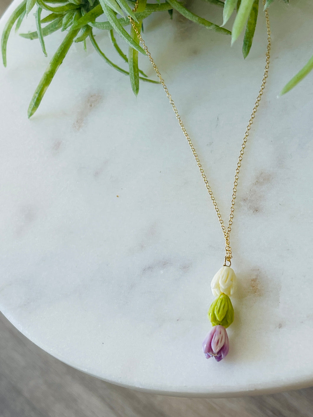 Pastel Pikake vertical necklace