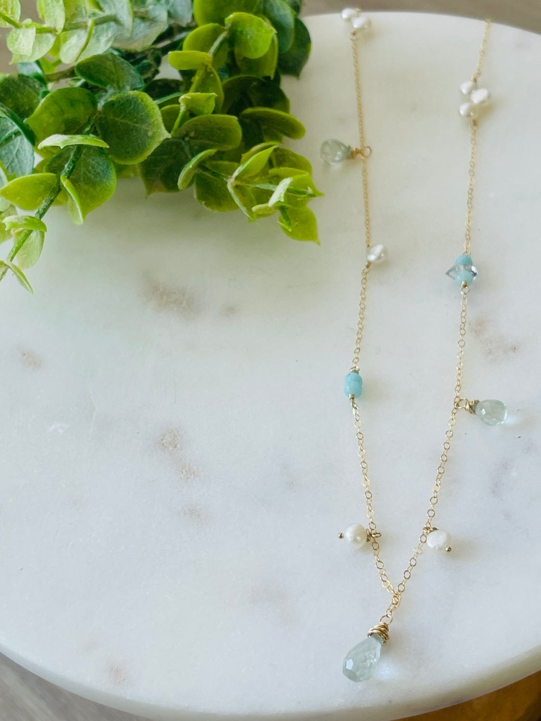 Aquamarine treasure-box necklace