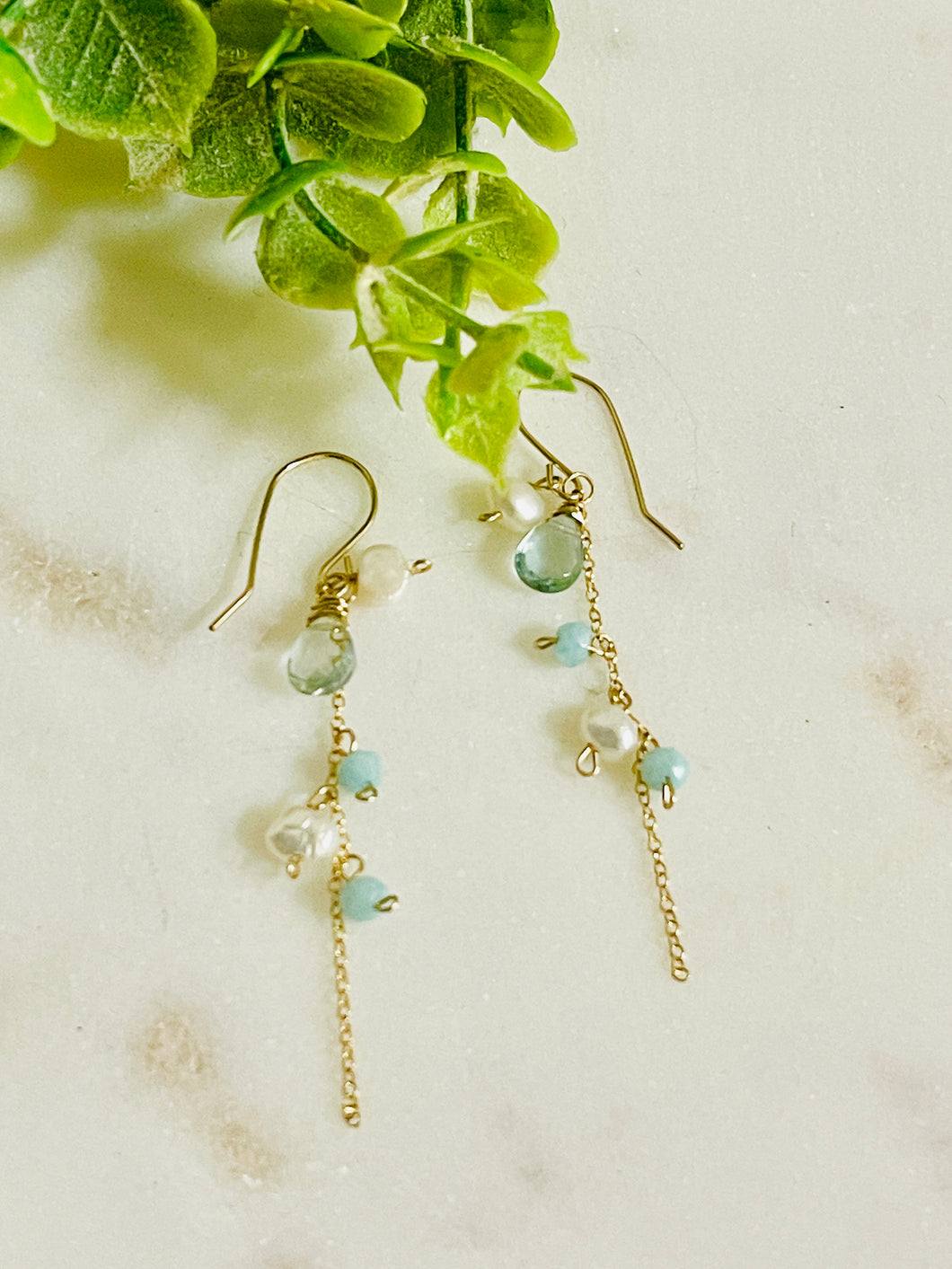 Aquamarine treasure-box earrings