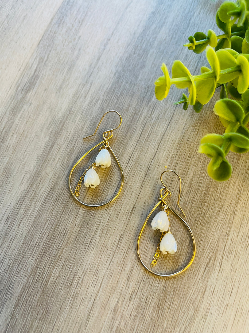 Teardrop Pikake earrings