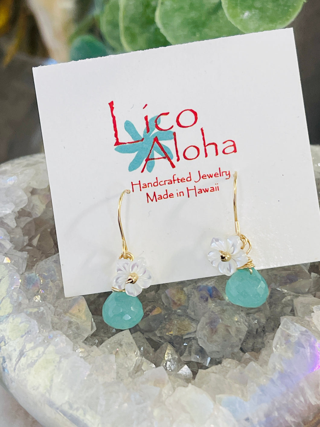 Aqua Hibiscus earrings