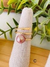 Edison pearl with wave gold ring