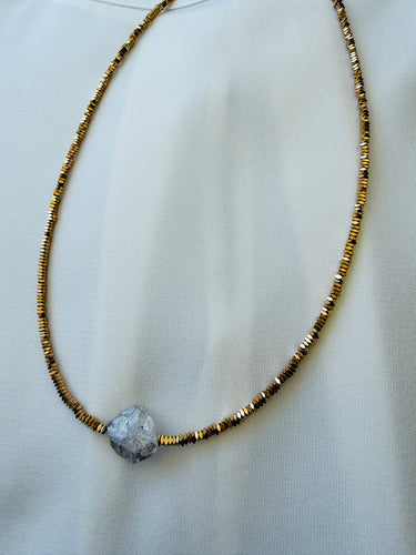 Herkimer Diamond Hema Gold necklace