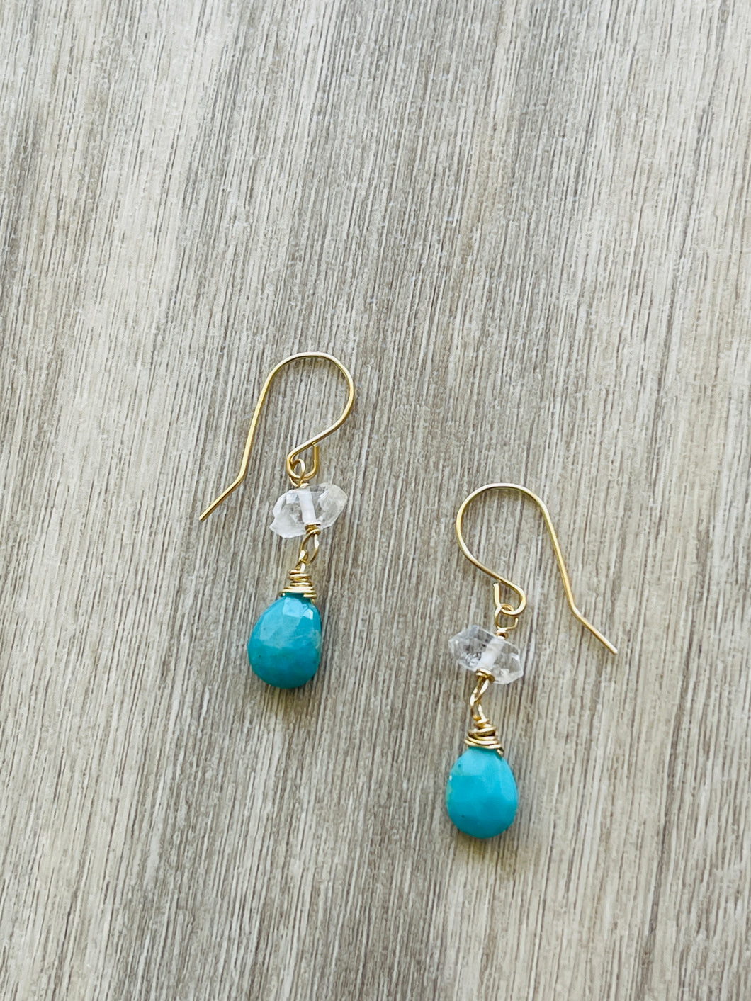 Turquoise & Herkimer earrings