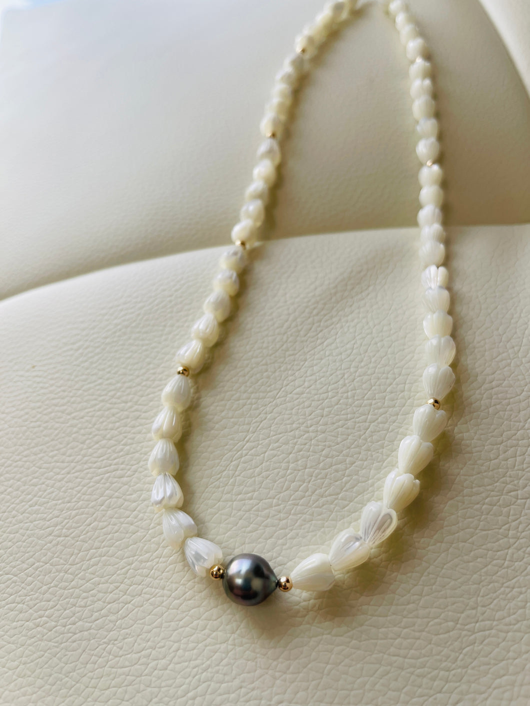 All Pikake with Tahitian Pearl necklace