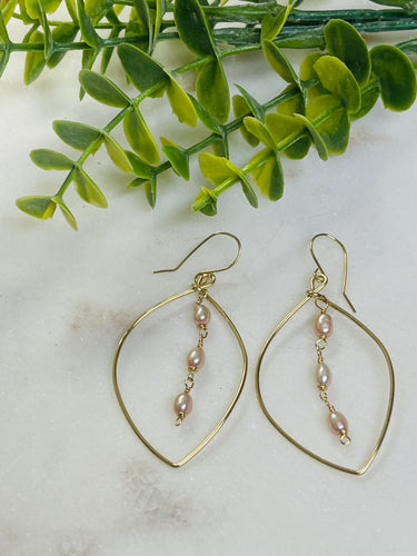 Fresh Pink Pearl Leaf earrings