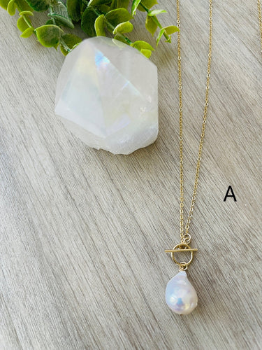 Baroque front long necklace