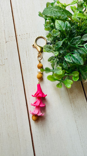 Plumeria Key Chain Pink/Orange