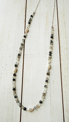Black Rutilated Quartz long necklace