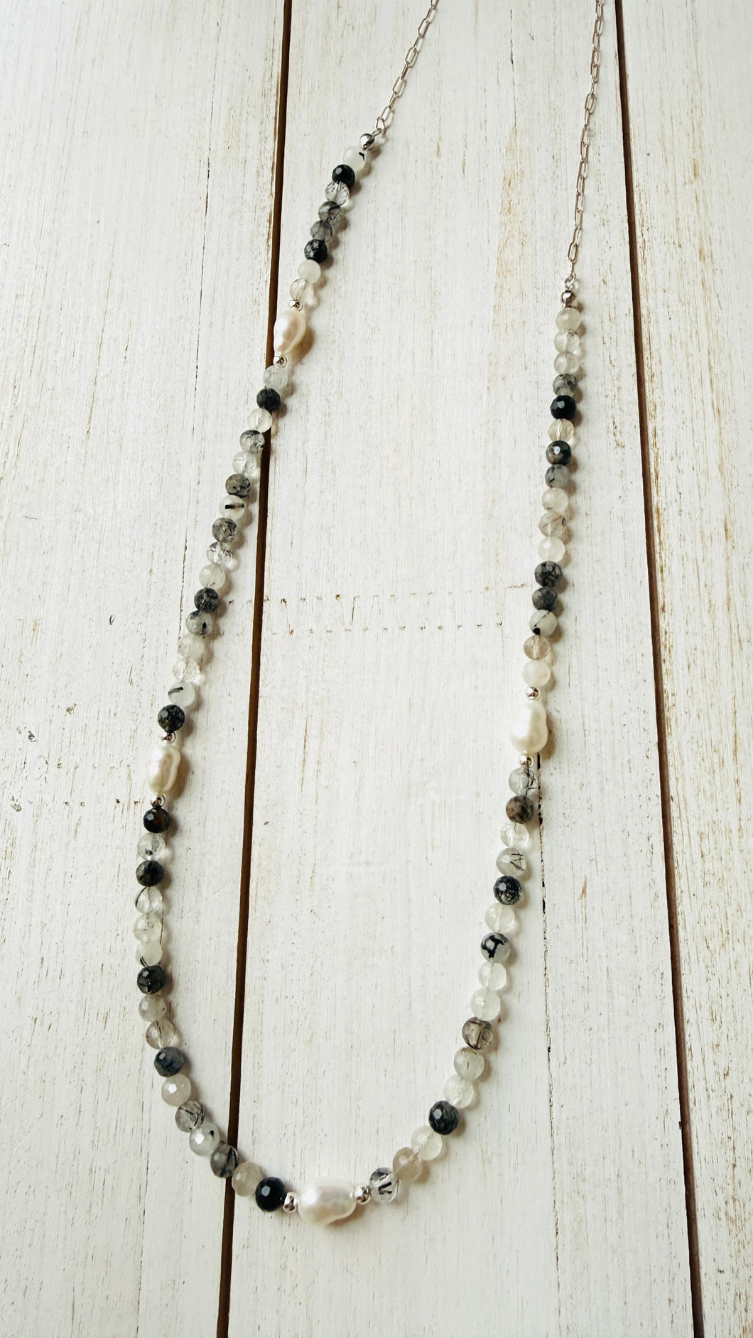 Black Rutilated Quartz long necklace