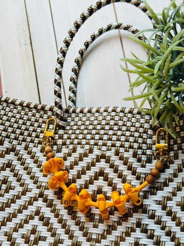 Orange Puakenikeni Flower Bag Charm Lei