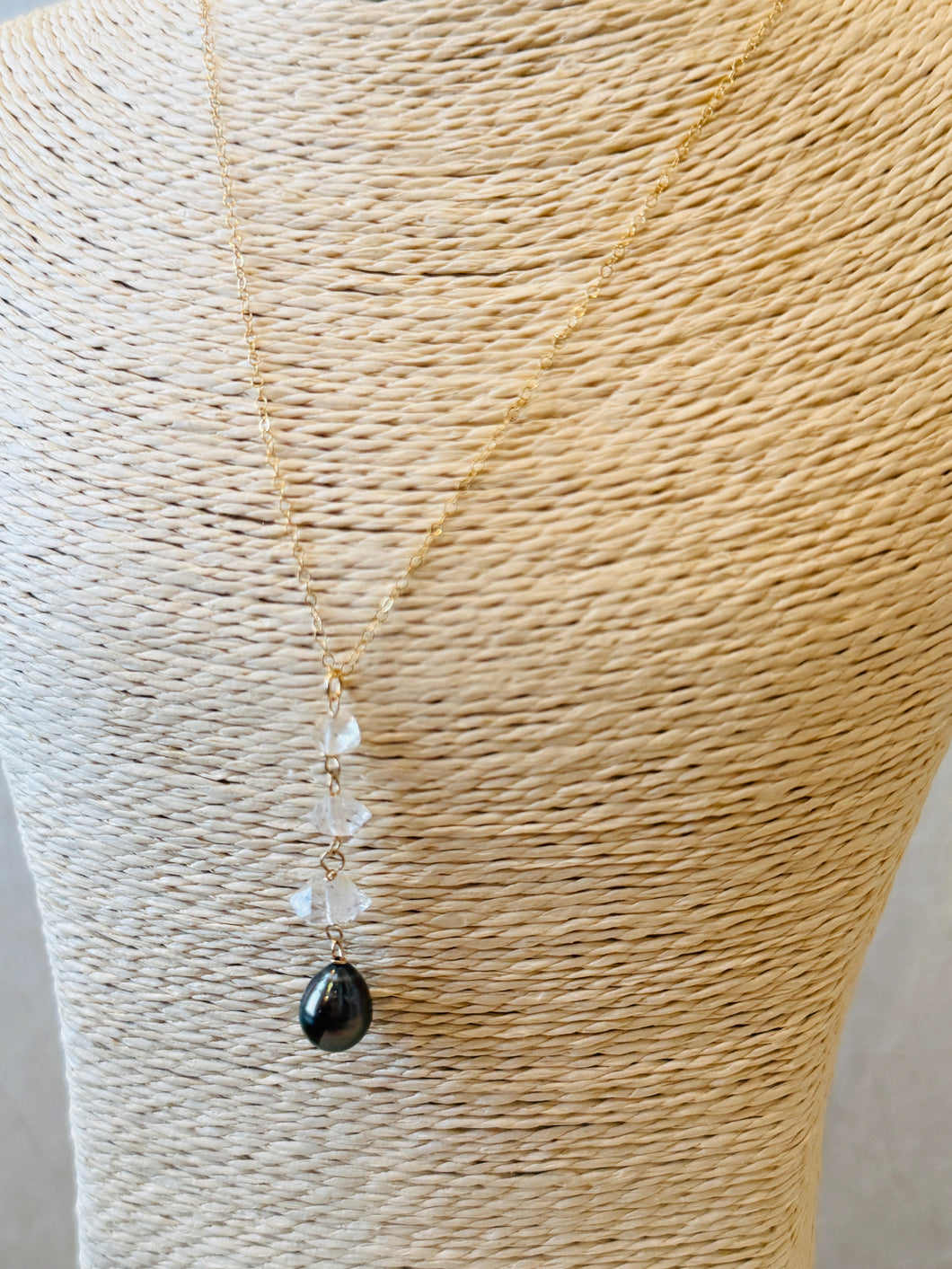 Herkimer Diamond with Tahitian Pearl necklace