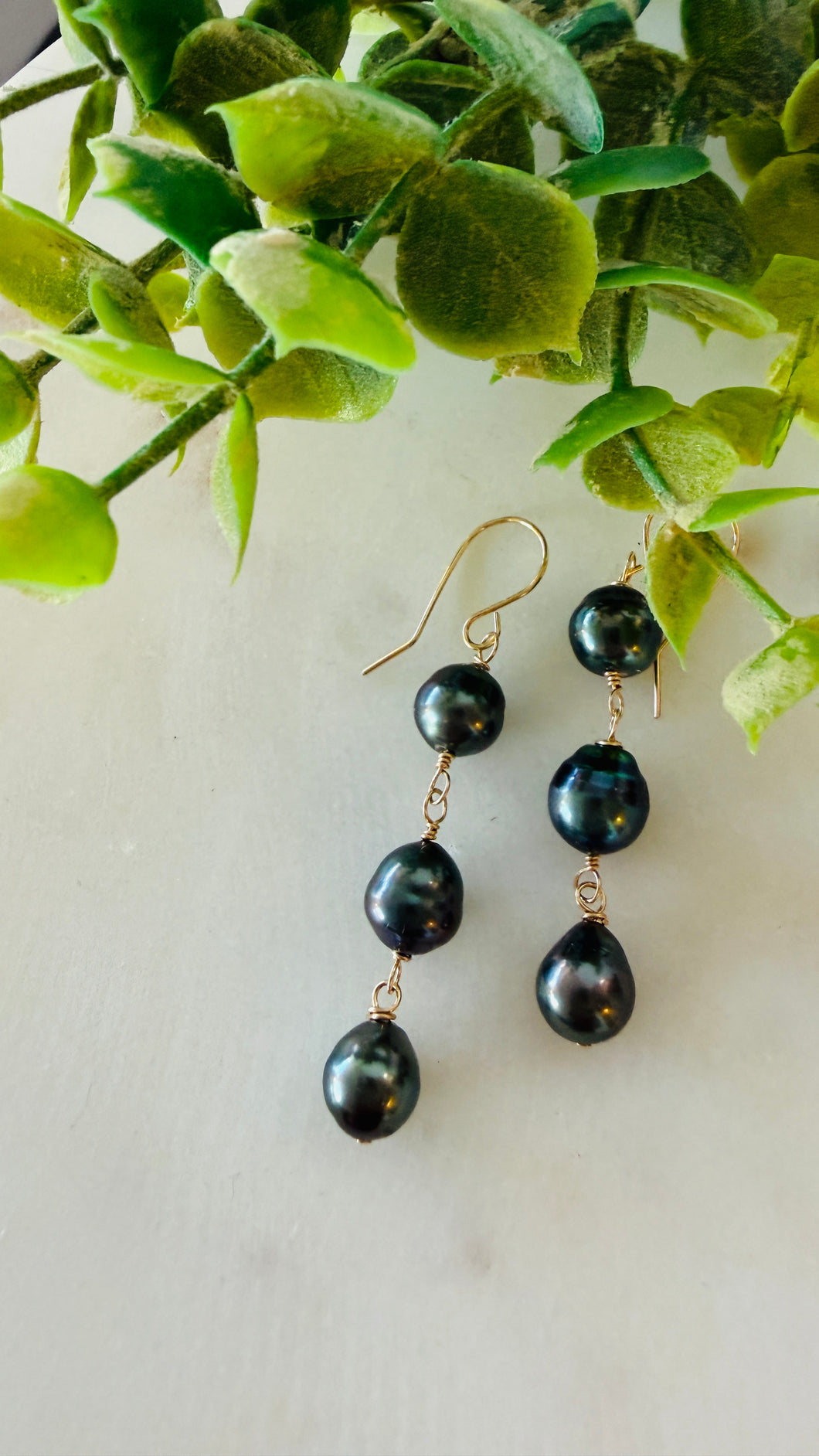Triple Tahitian Pearl earrings