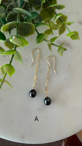 Tahitian Pearl Link Chain earrings A