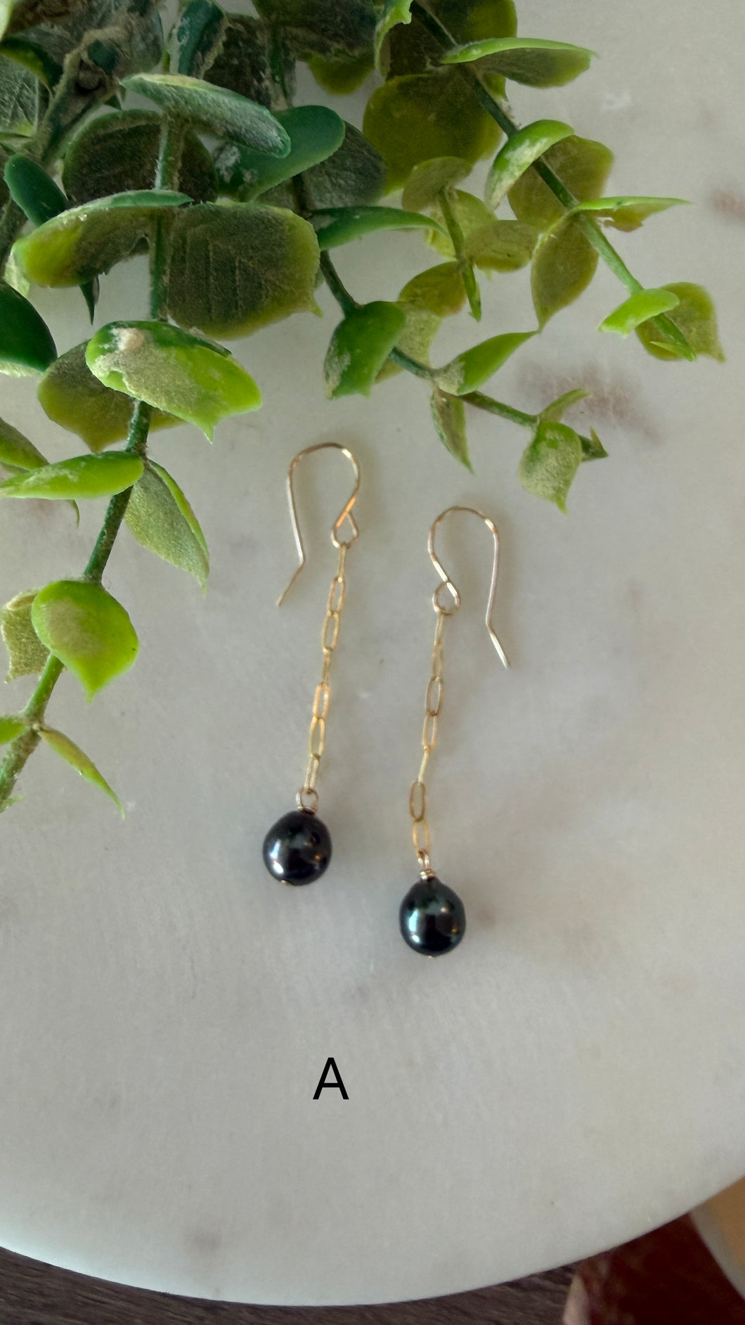 Tahitian Pearl Link Chain earrings A