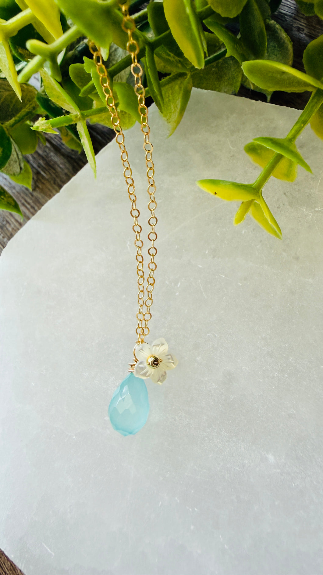 Aqua Hibiscus necklace