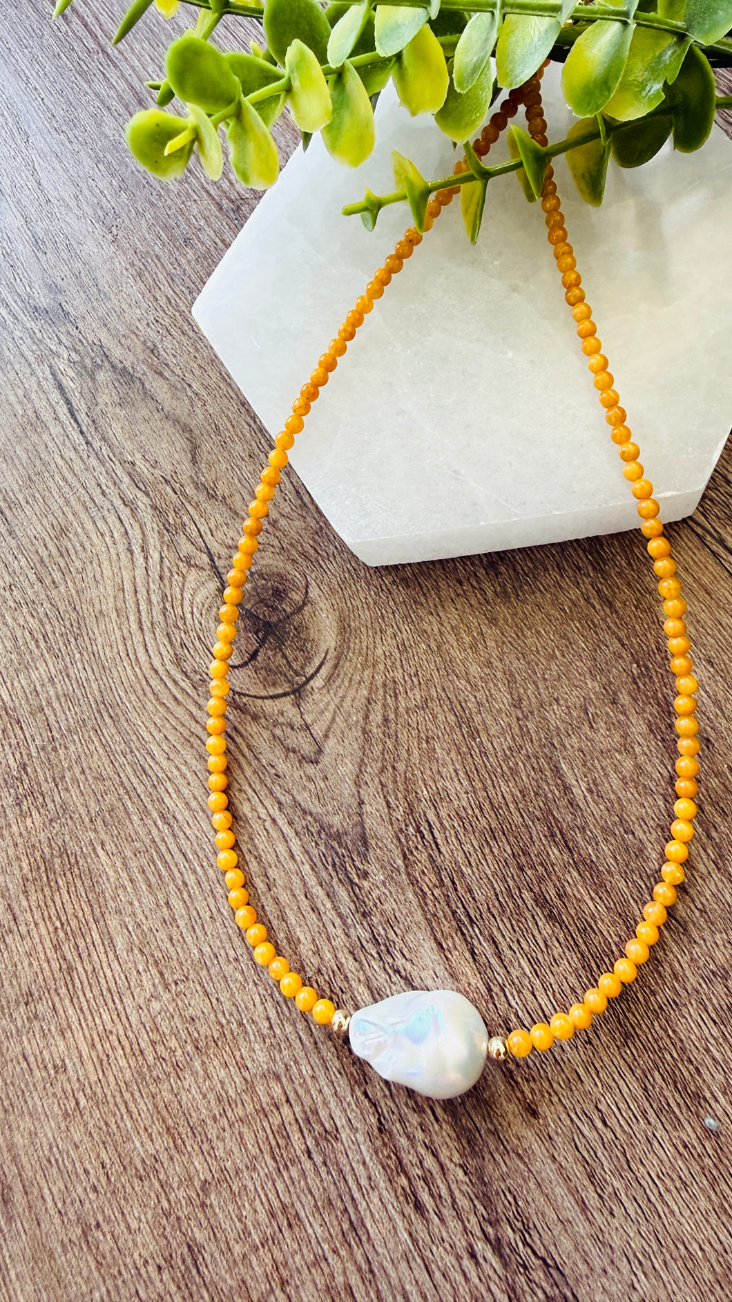 Orange Jade Pearl neacklace
