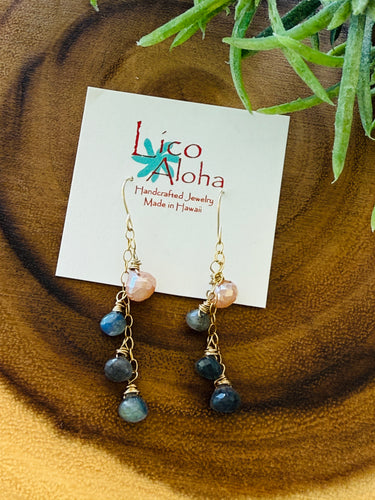 Peach Moonstone with Labradorite earrings