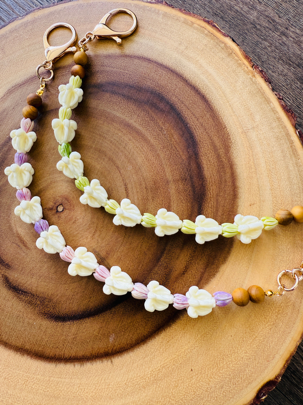 Crown & Pikake Flower Bag Charms