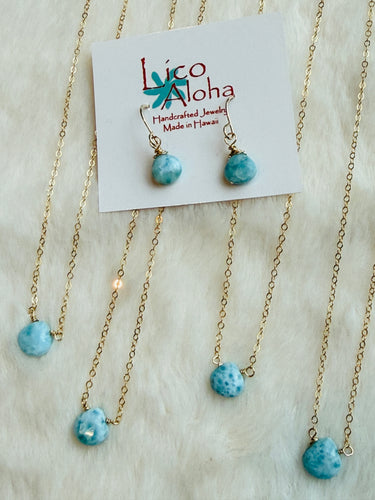 Larimar Teadrop simple earrings