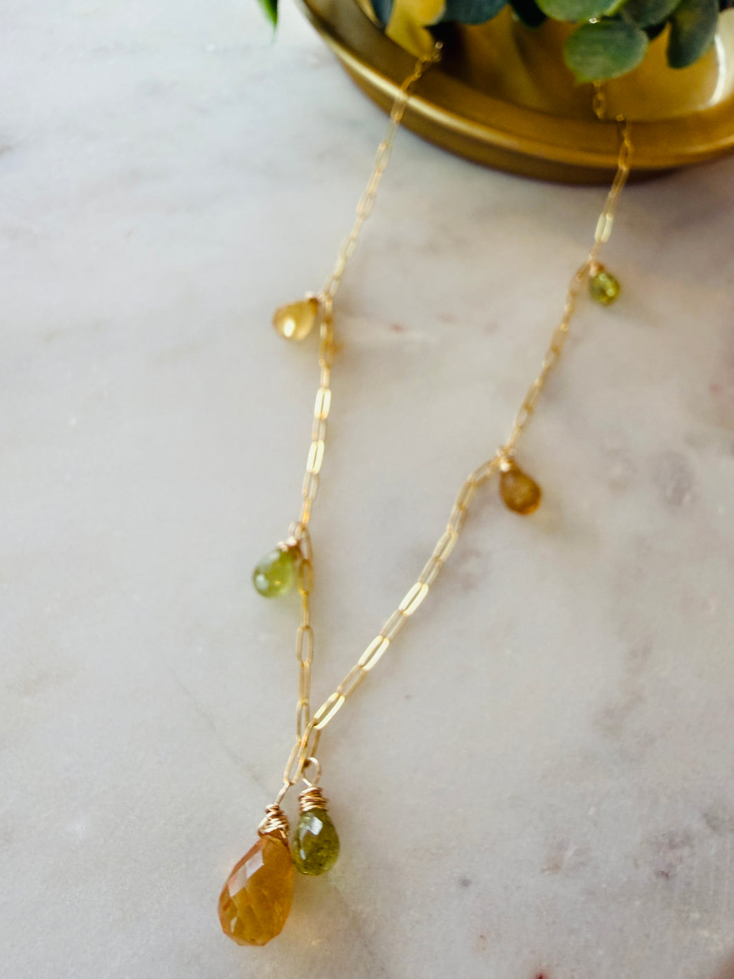 Citrin link chain necklace