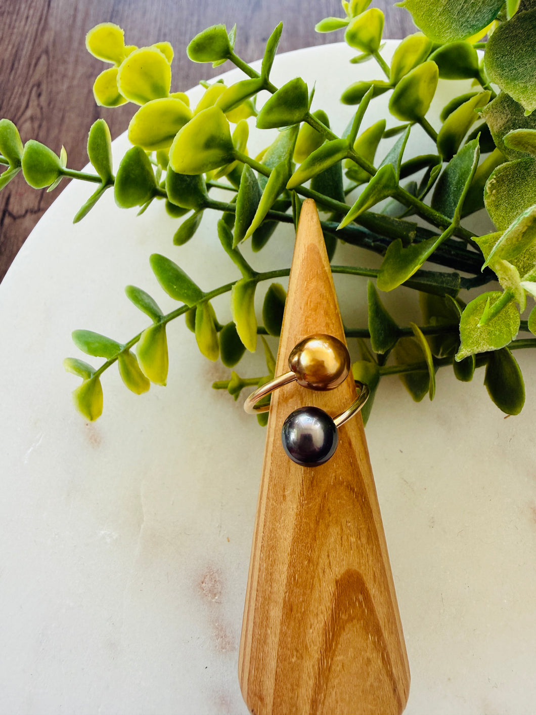 Golden Chocolate Double Tahitian pearl ring