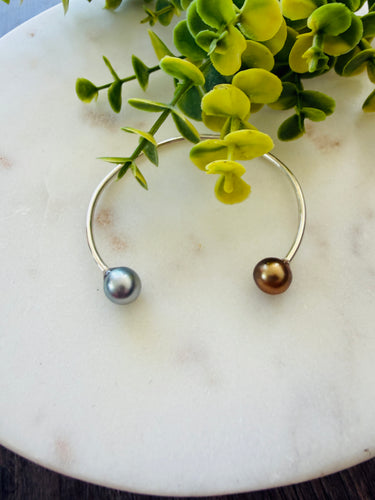 Chocolate Tahitian Pearl Silver Bangle