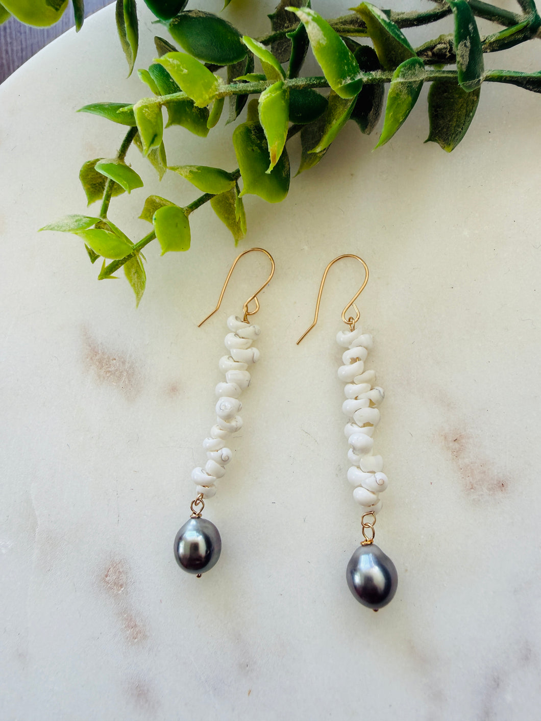 Mango Shell Tahitian Pearl earrings