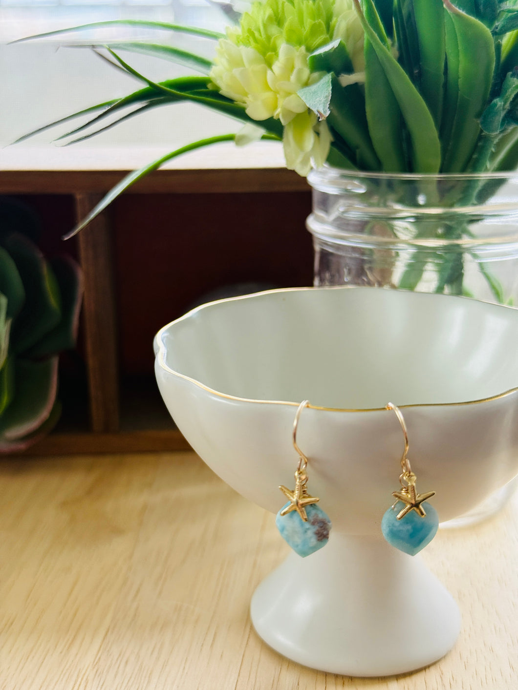 Larimar Starfish earrings