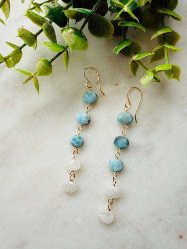 Larimar & Moonstone earrings