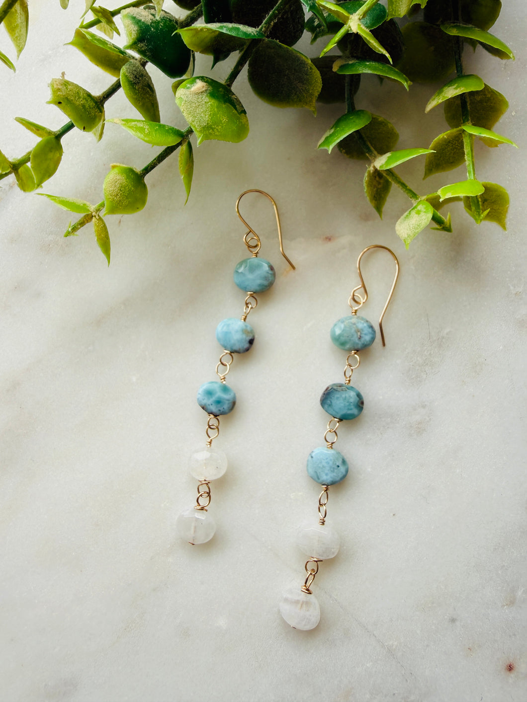 Larimar & Moonstone earrings