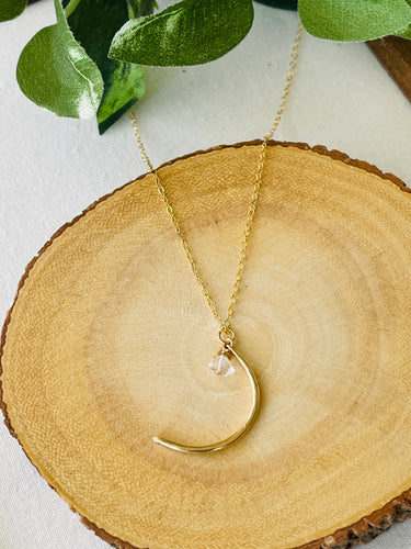Crescent Moon Herkimer Diamond necklace