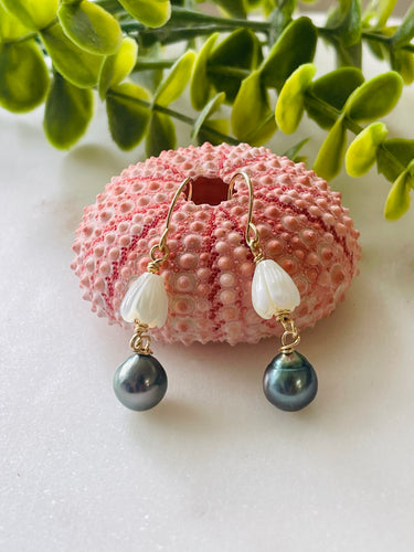 Pikake & Tahitian Pearl earrings