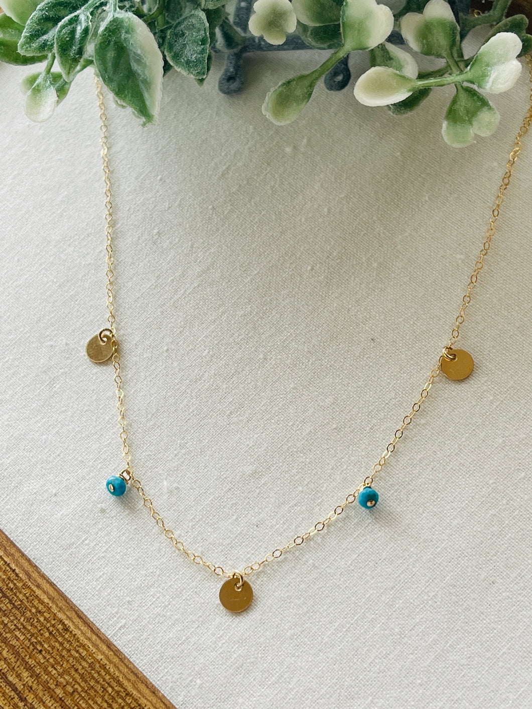 Disc & Sleeping-beauty Turquoise necklace