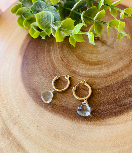 Green Amethyst hoop earrings