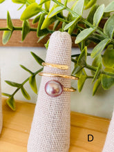 Edison pearl with wave gold ring